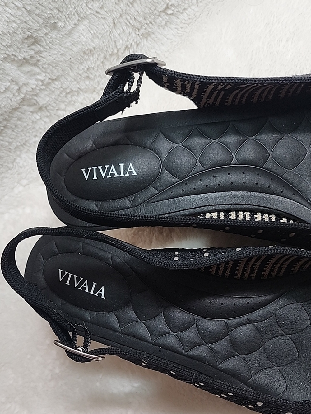 Vivaia Tamia slingback wedge sandals  black and cream knit cork wedge heel 39/8 - Picture 5 of 16
